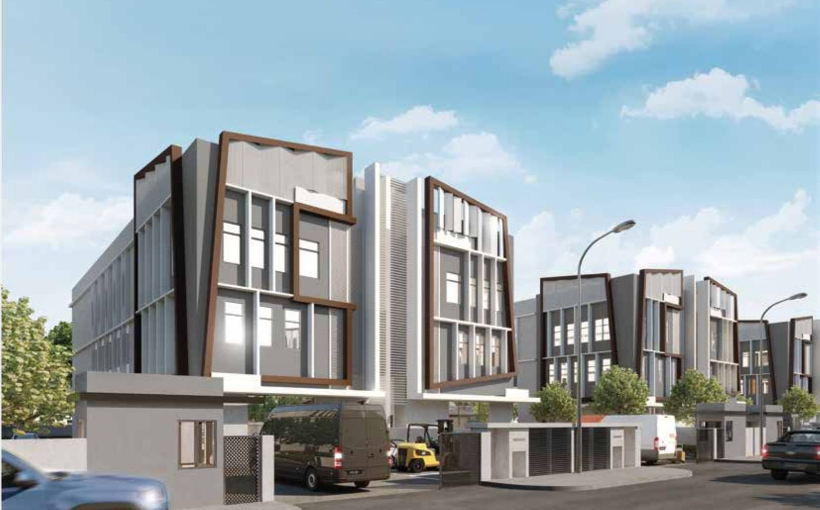 Binastra Business Park three-storey semi-D factories with individual guardhouses, artist's impression