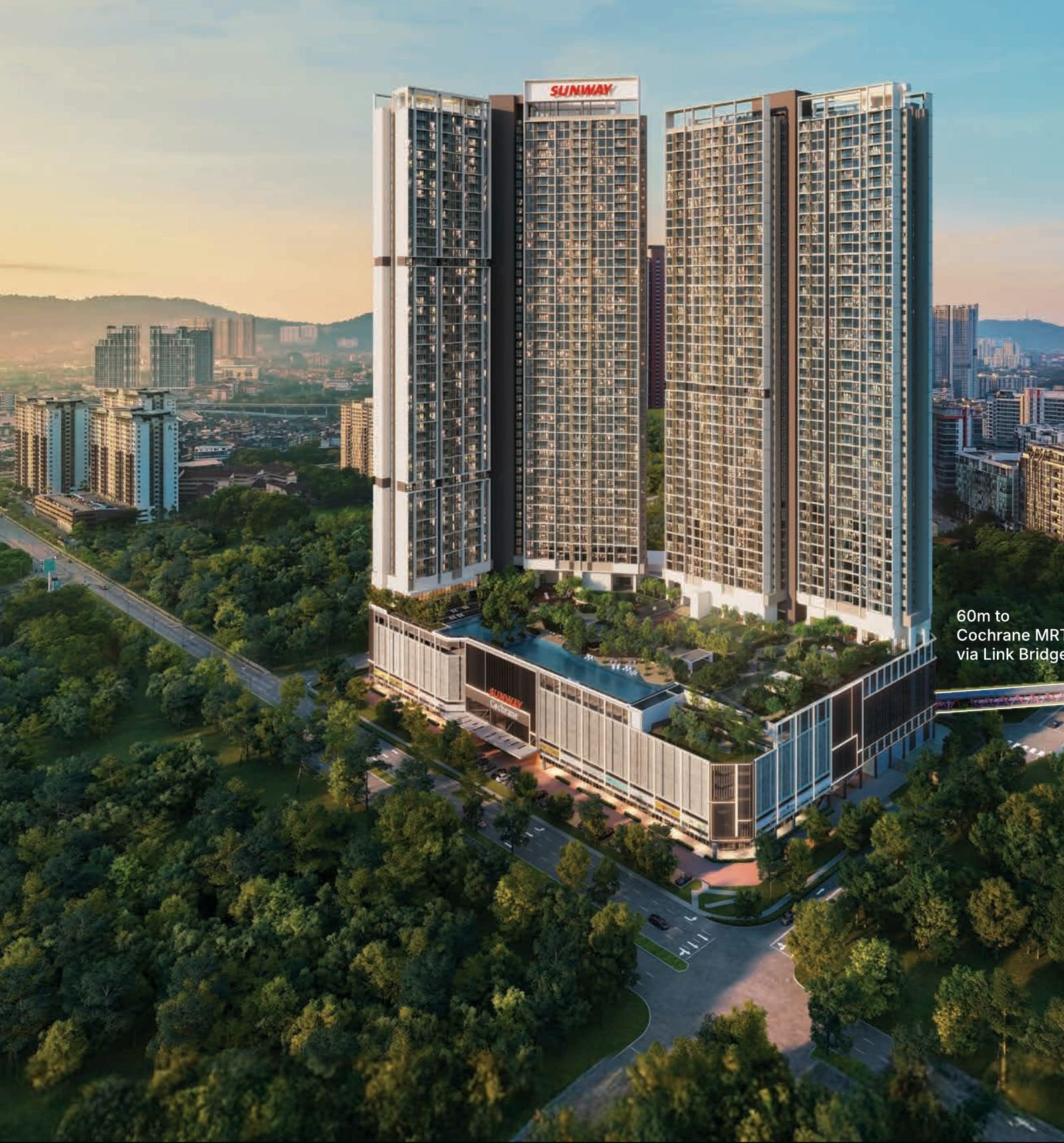Sunway Cochrane's two towers beside Jalan Cochrane, artist's impression