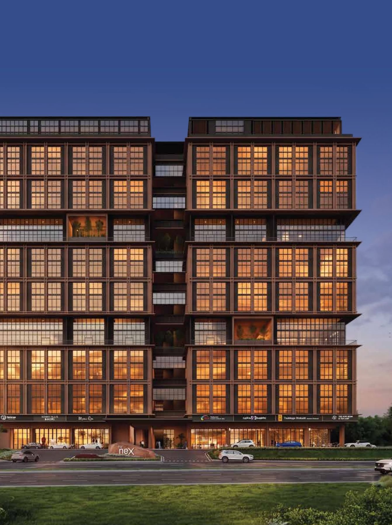 The NeX nine-storey industrial hub in Kota Damansara at dusk, artist's impression